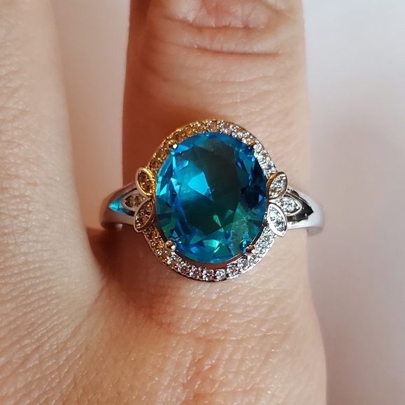 *RARE* Vintage 925 Sterling Aquamarine Ring - Picture 3 of 6